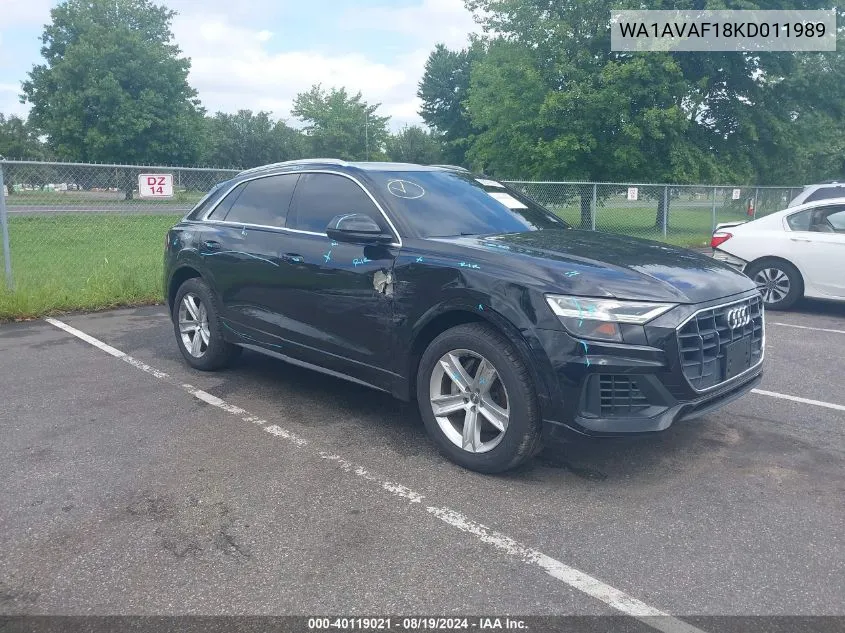 2019 Audi Q8 55 Premium VIN: WA1AVAF18KD011989 Lot: 40119021