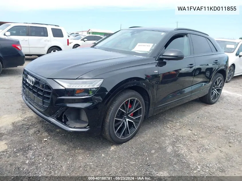 2019 Audi Q8 55 Premium VIN: WA1FVAF11KD011855 Lot: 40188781