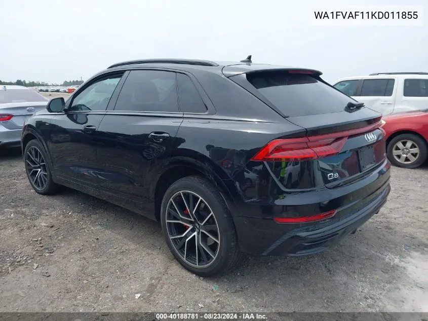 2019 Audi Q8 55 Premium VIN: WA1FVAF11KD011855 Lot: 40188781