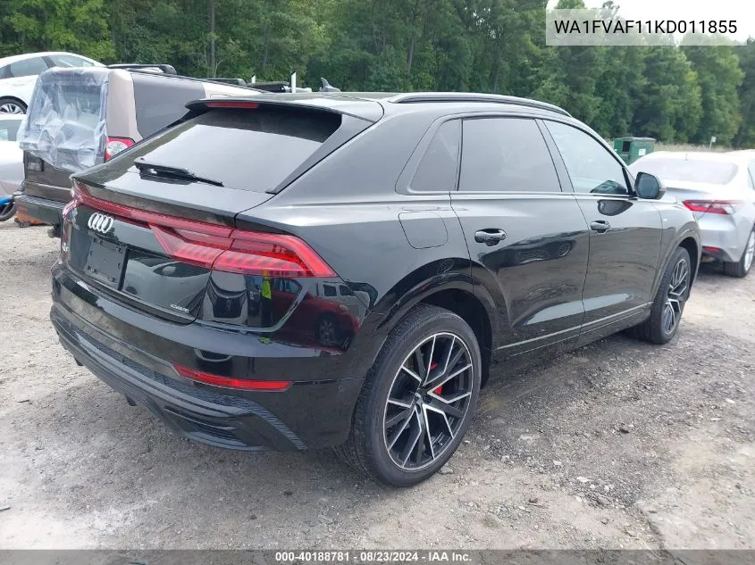 2019 Audi Q8 55 Premium VIN: WA1FVAF11KD011855 Lot: 40188781