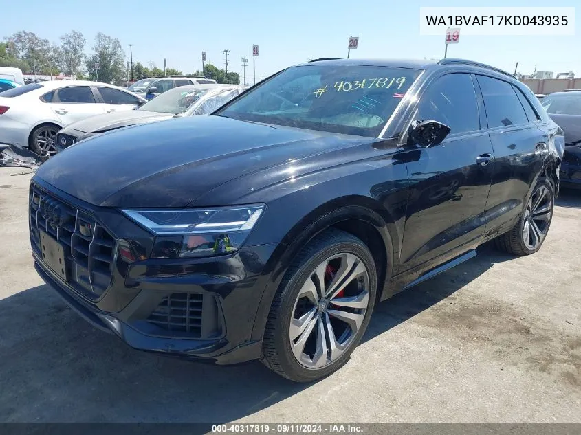 2019 Audi Q8 55 Premium VIN: WA1BVAF17KD043935 Lot: 40317819