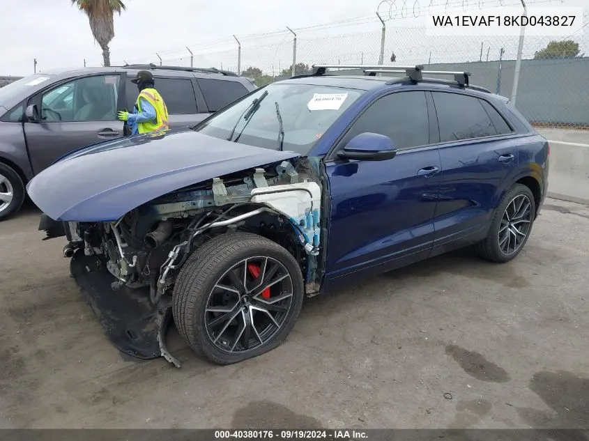 2019 Audi Q8 55 Premium VIN: WA1EVAF18KD043827 Lot: 40380176