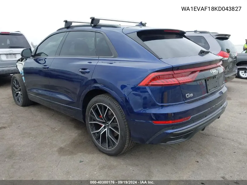 2019 Audi Q8 55 Premium VIN: WA1EVAF18KD043827 Lot: 40380176