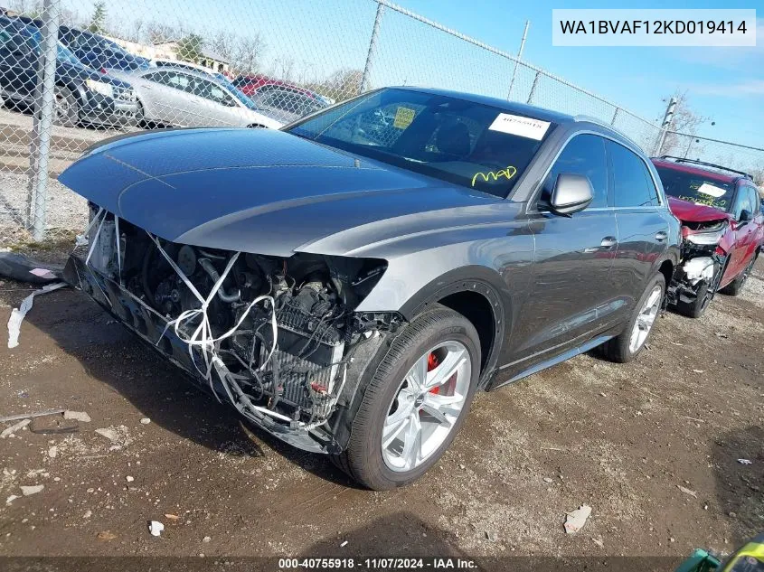 2019 Audi Q8 55 Premium VIN: WA1BVAF12KD019414 Lot: 40755918