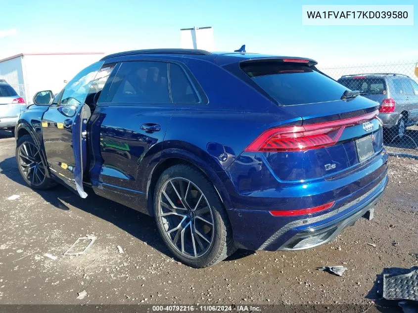 2019 Audi Q8 55 Premium VIN: WA1FVAF17KD039580 Lot: 40792216