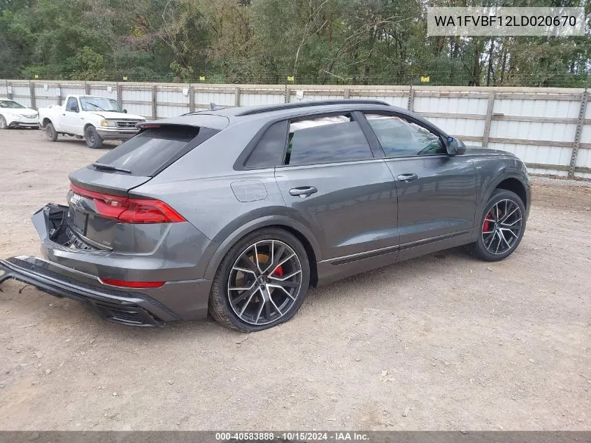 2020 Audi Q8 Prestige 55 Tfsi Quattro Tiptronic VIN: WA1FVBF12LD020670 Lot: 40583888