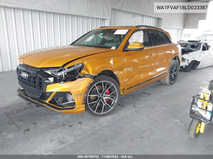 2020 Audi Q8 Prestige 55 Tfsi Quattro Tiptronic VIN: WA1FVAF18LD023387 Lot: 40789702