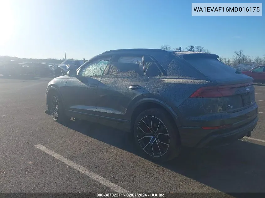 2021 Audi Q8 Premium Plus 55 Tfsi Quattro Tiptronic VIN: WA1EVAF16MD016175 Lot: 38702271