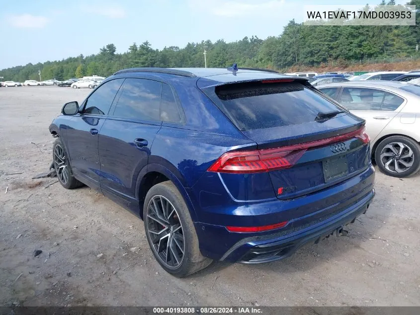 2021 Audi Q8 Premium Plus 55 Tfsi Quattro Tiptronic VIN: WA1EVAF17MD003953 Lot: 40193808