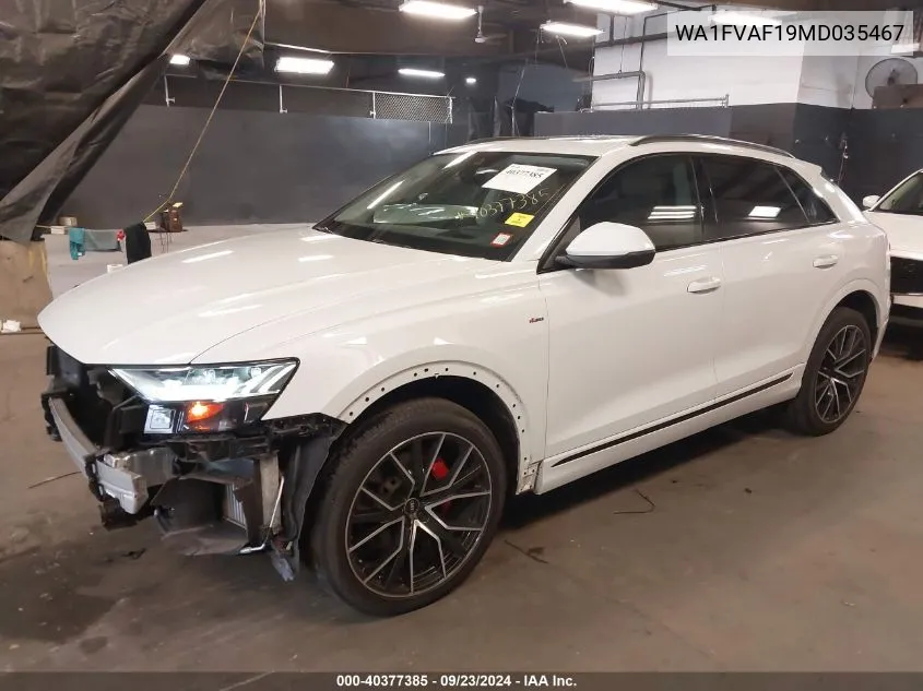 2021 Audi Q8 Prestige 55 Tfsi Quattro Tiptronic VIN: WA1FVAF19MD035467 Lot: 40377385