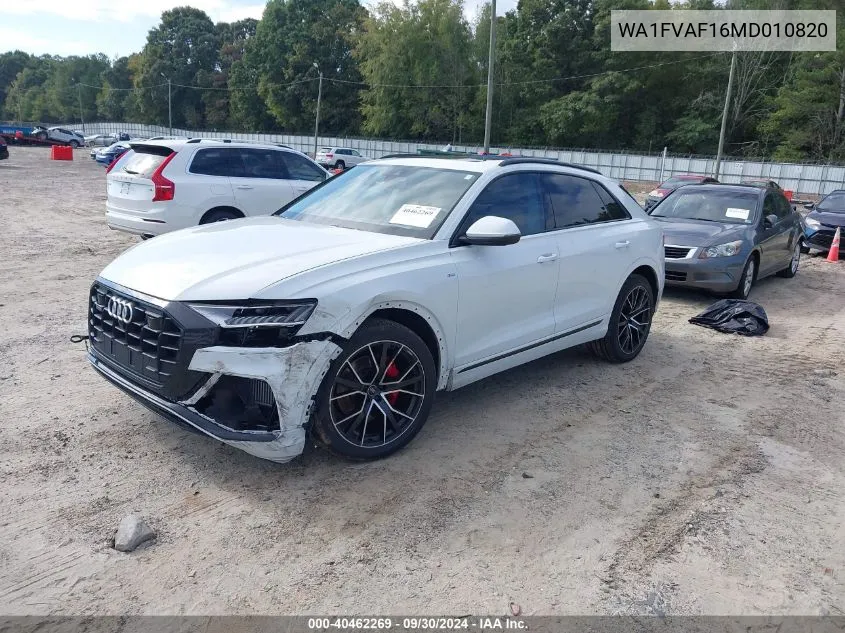 2021 Audi Q8 Prestige 55 Tfsi Quattro Tiptronic VIN: WA1FVAF16MD010820 Lot: 40462269