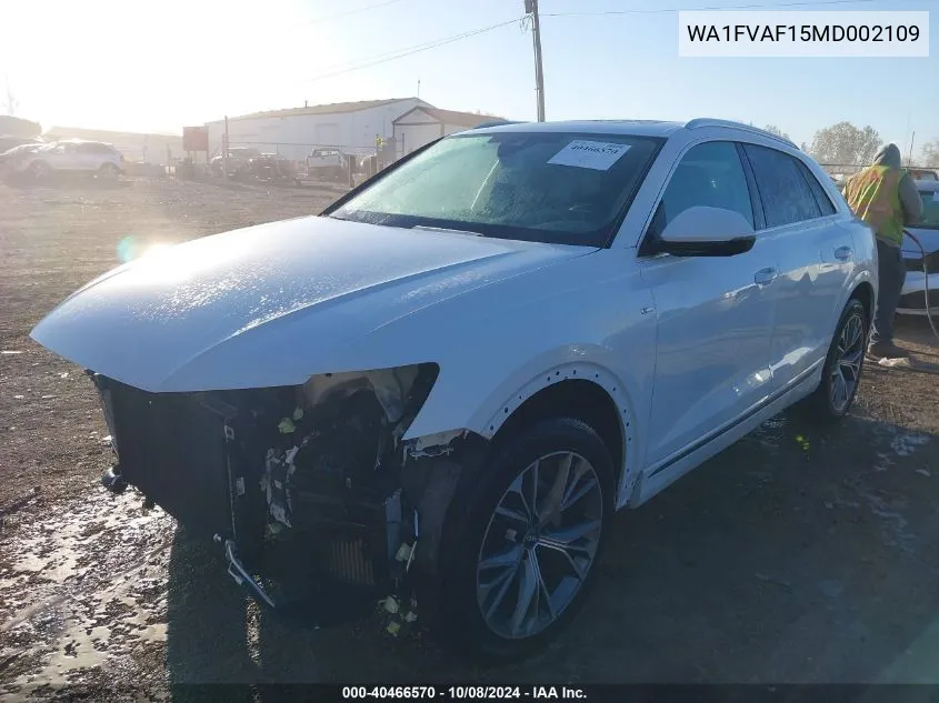 2021 Audi Q8 Prestige 55 Tfsi Quattro Tiptronic VIN: WA1FVAF15MD002109 Lot: 40466570