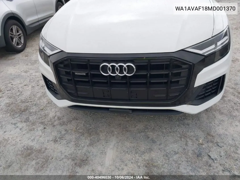 2021 Audi Q8 Premium VIN: WA1AVAF18MD001370 Lot: 40496030