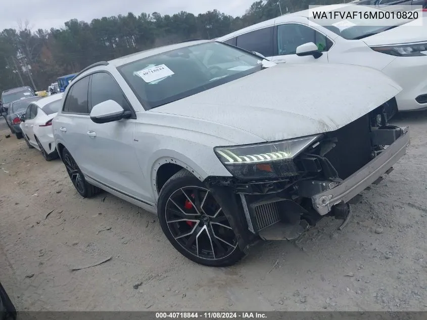 2021 Audi Q8 Prestige 55 Tfsi Quattro Tiptronic VIN: WA1FVAF16MD010820 Lot: 40718844