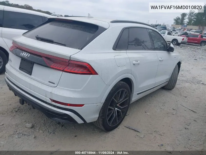 2021 Audi Q8 Prestige 55 Tfsi Quattro Tiptronic VIN: WA1FVAF16MD010820 Lot: 40718844