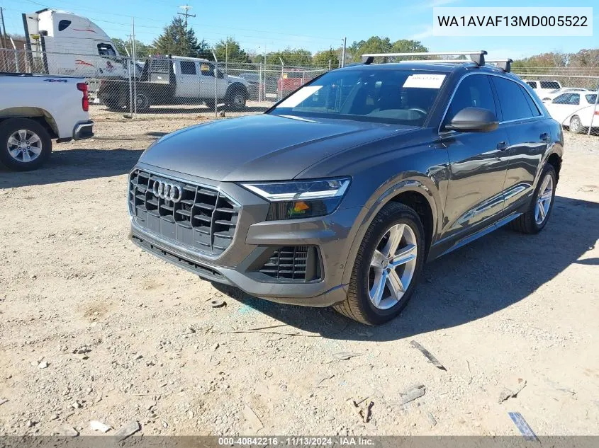 WA1AVAF13MD005522 2021 Audi Q8 Premium 55 Tfsi Quattro Tiptronic