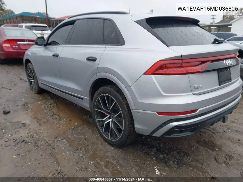 2021 Audi Q8 Premium Plus 55 Tfsi Quattro Tiptronic VIN: WA1EVAF15MD036806 Lot: 40845667