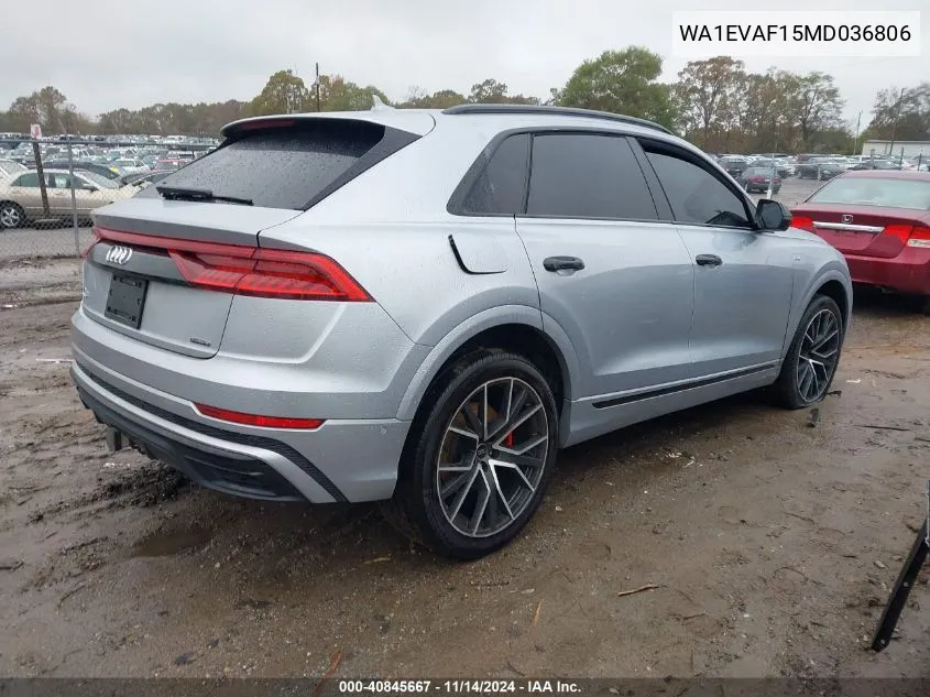 2021 Audi Q8 Premium Plus 55 Tfsi Quattro Tiptronic VIN: WA1EVAF15MD036806 Lot: 40845667