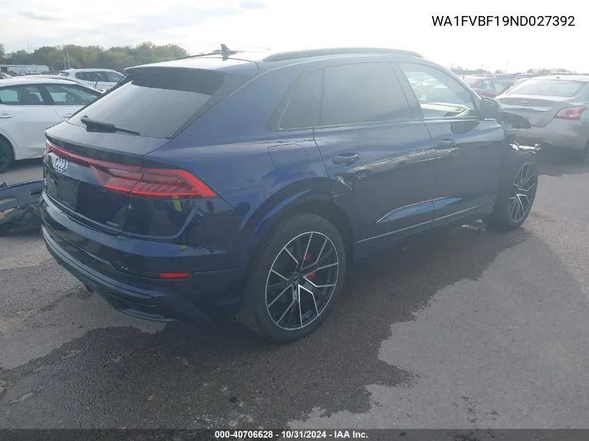 2022 Audi Q8 Prestige 55 Tfsi Quattro Tiptronic VIN: WA1FVBF19ND027392 Lot: 40706628