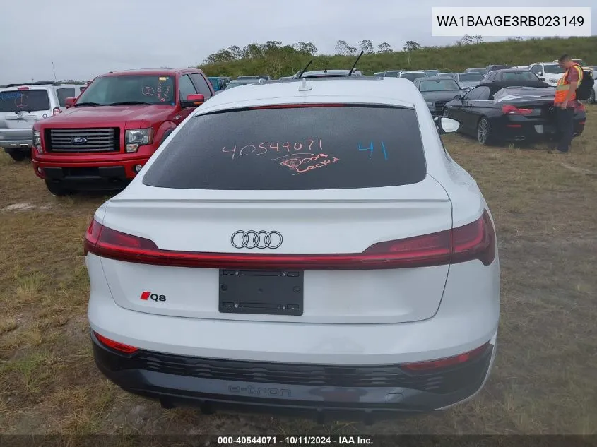 2024 Audi Q8 E-Tron Sportback Premium VIN: WA1BAAGE3RB023149 Lot: 40544071