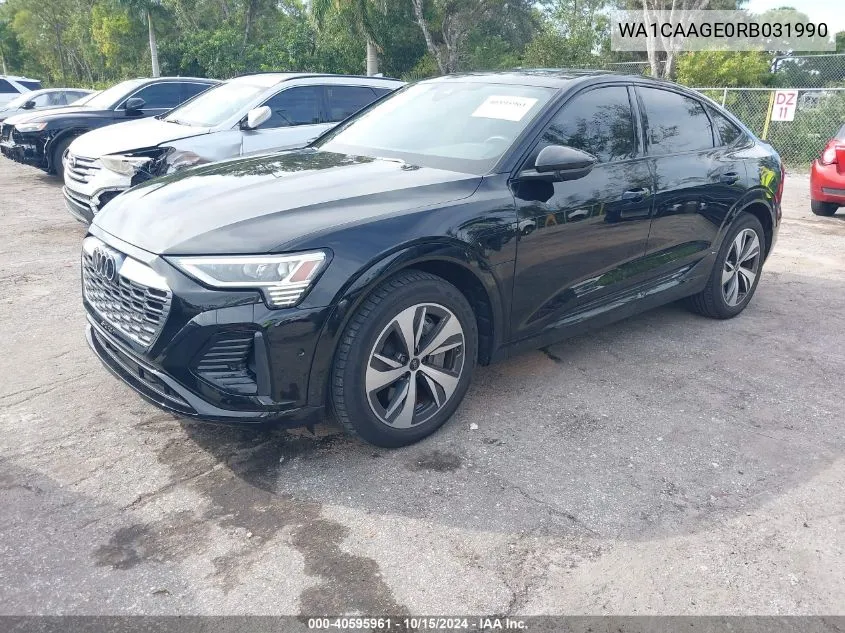 2024 Audi Q8 E-Tron S Line Premium Plus Quattro VIN: WA1CAAGE0RB031990 Lot: 40595961