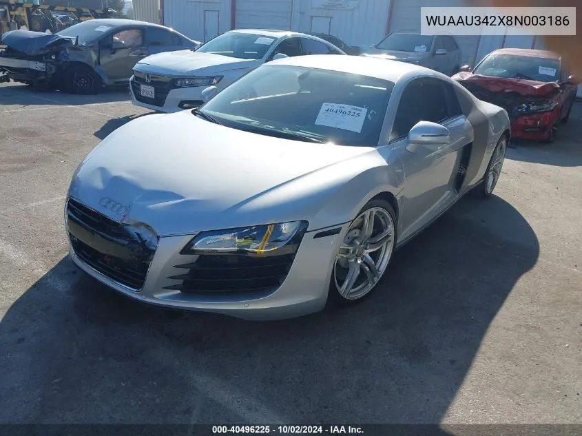 2008 Audi R8 4.2 VIN: WUAAU342X8N003186 Lot: 40496225