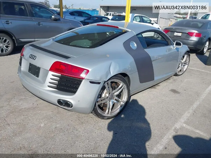 2008 Audi R8 4.2 VIN: WUAAU342X8N003186 Lot: 40496225