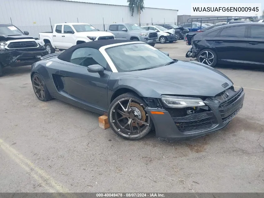 2014 Audi R8 4.2 VIN: WUASUAFG6EN000945 Lot: 40049478