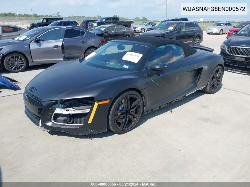 2014 Audi R8 5.2 Quattro VIN: WUASNAFG8EN000572 Lot: 40065556