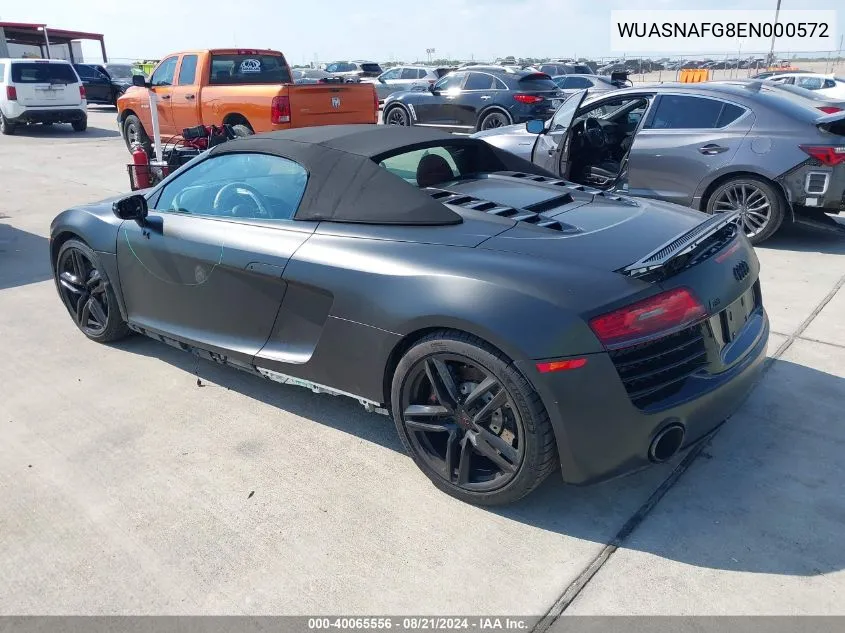 2014 Audi R8 5.2 Quattro VIN: WUASNAFG8EN000572 Lot: 40065556