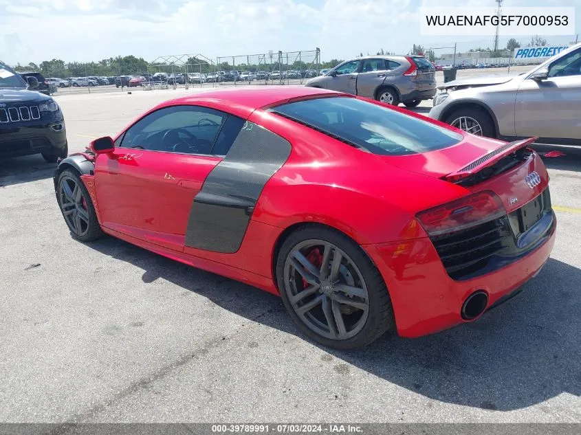 2015 Audi R8 5.2 VIN: WUAENAFG5F7000953 Lot: 39789991