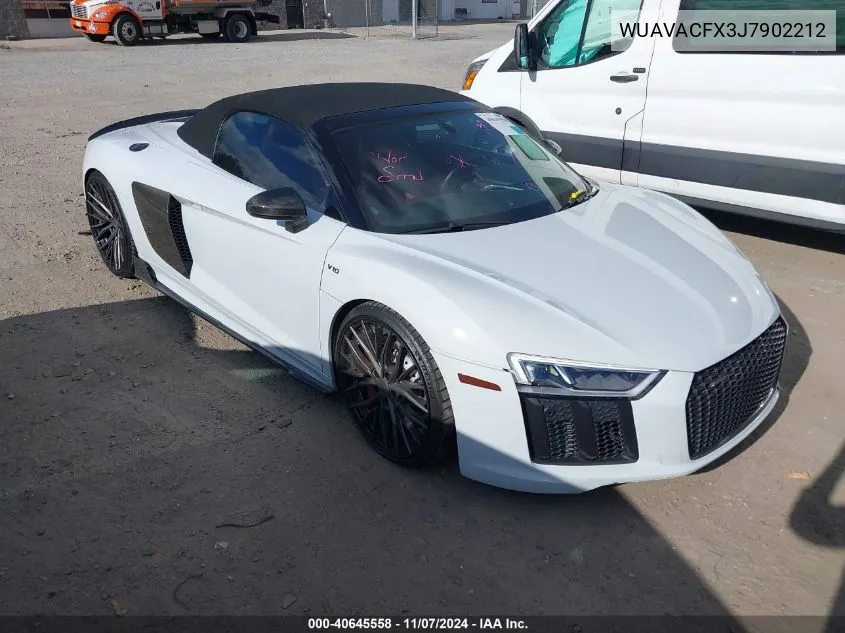 2018 Audi R8 5.2 V10/5.2 V10 Plus VIN: WUAVACFX3J7902212 Lot: 40645558