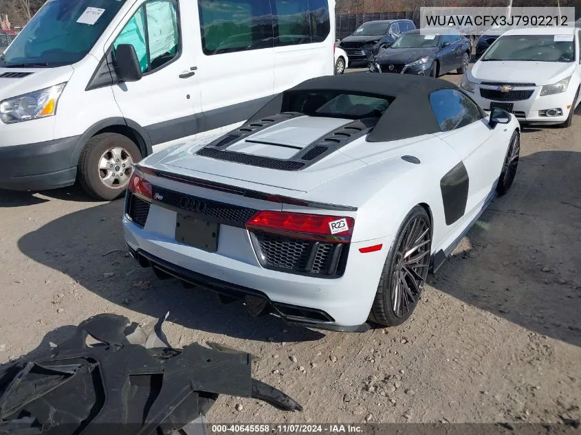 2018 Audi R8 5.2 V10/5.2 V10 Plus VIN: WUAVACFX3J7902212 Lot: 40645558