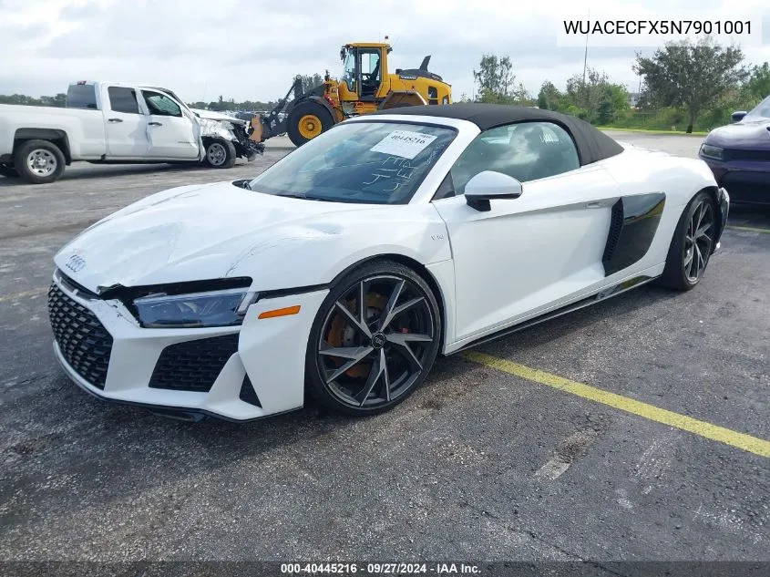 2022 Audi R8 Spyder V10 Performance Rwd S Tronic VIN: WUACECFX5N7901001 Lot: 40445216