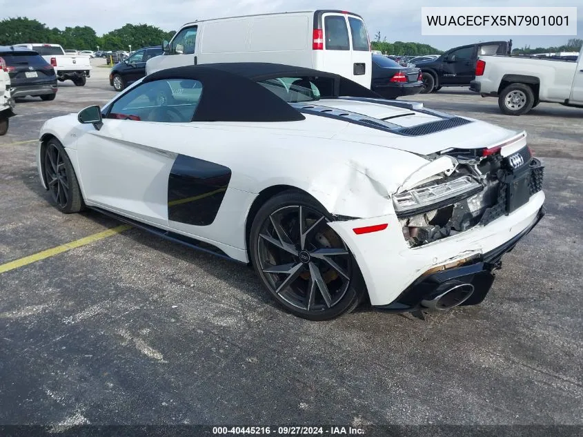 2022 Audi R8 Spyder V10 Performance Rwd S Tronic VIN: WUACECFX5N7901001 Lot: 40445216