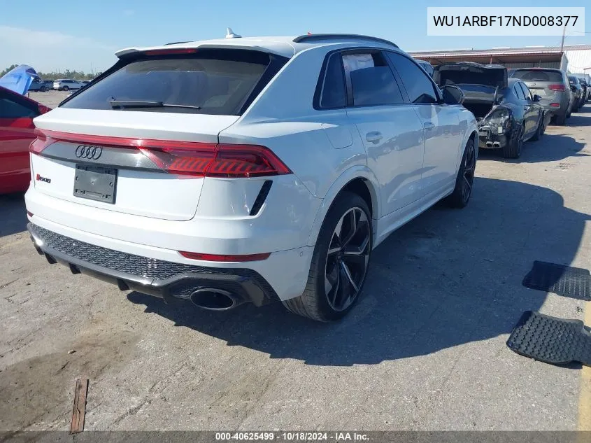 2022 Audi Rs Q8 Tfsi Quattro Tiptronic VIN: WU1ARBF17ND008377 Lot: 40625499