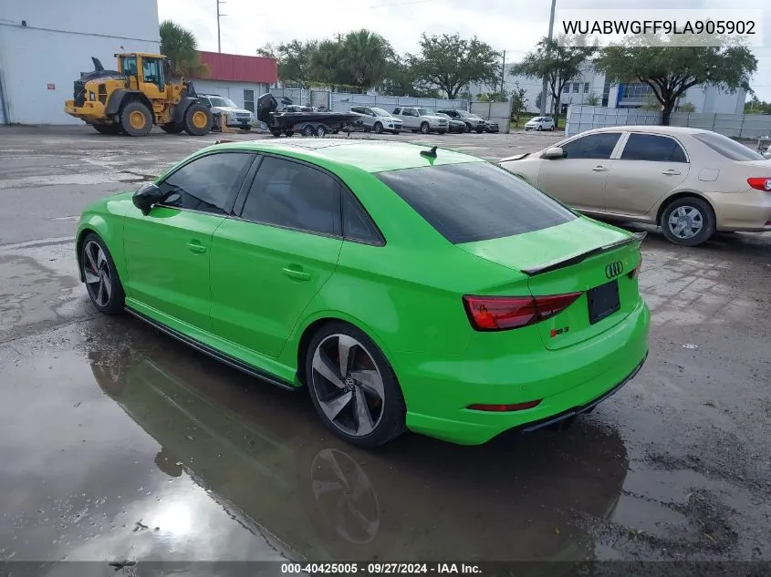 2020 Audi Rs 3 Tfsi Quattro S Tronic VIN: WUABWGFF9LA905902 Lot: 40425005