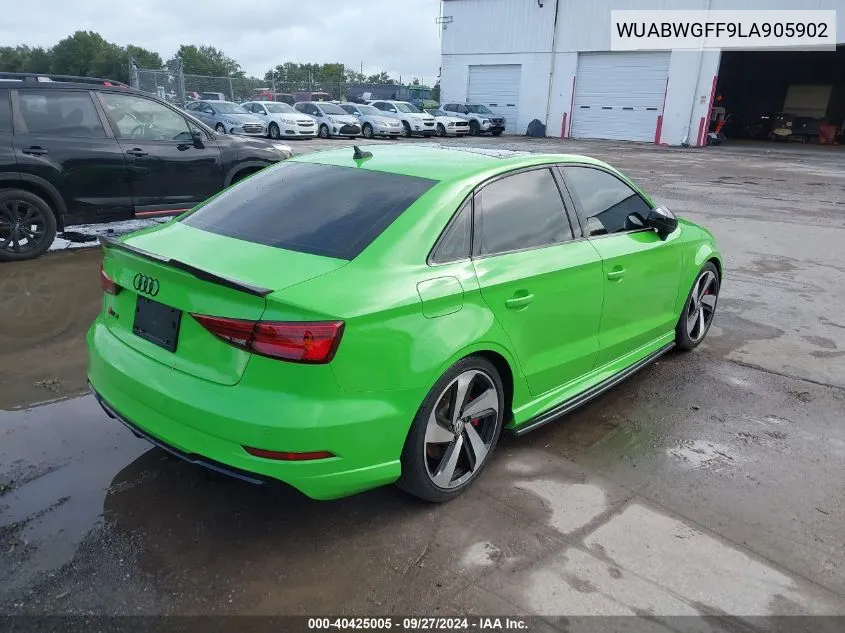 2020 Audi Rs 3 Tfsi Quattro S Tronic VIN: WUABWGFF9LA905902 Lot: 40425005