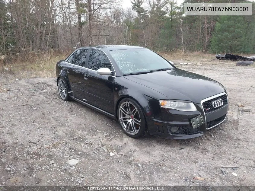 2007 Audi Rs 4 VIN: WUARU78E67N903001 Lot: 12011250