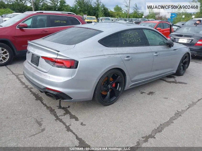 2019 Audi Rs 5 Sportback VIN: WUACWCF50KA902468 Lot: 12075649