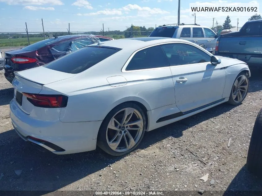 2019 Audi Rs 5 2.9T VIN: WUARWAF52KA901692 Lot: 40129064