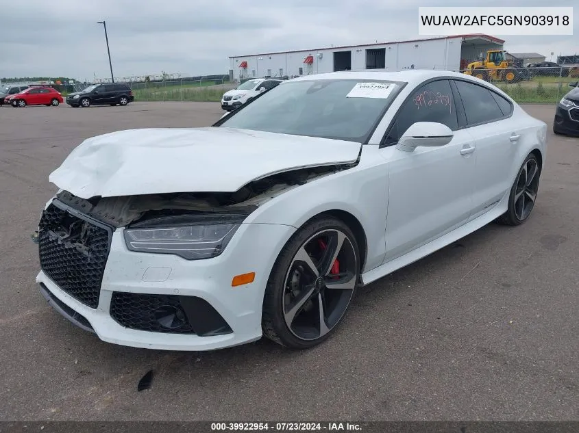 2016 Audi Rs 7 4.0T Prestige VIN: WUAW2AFC5GN903918 Lot: 39922954