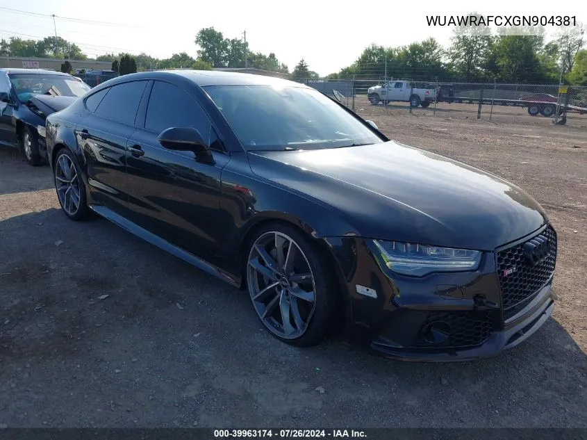 WUAWRAFCXGN904381 2016 Audi Rs 7 4.0T Performance Prestige