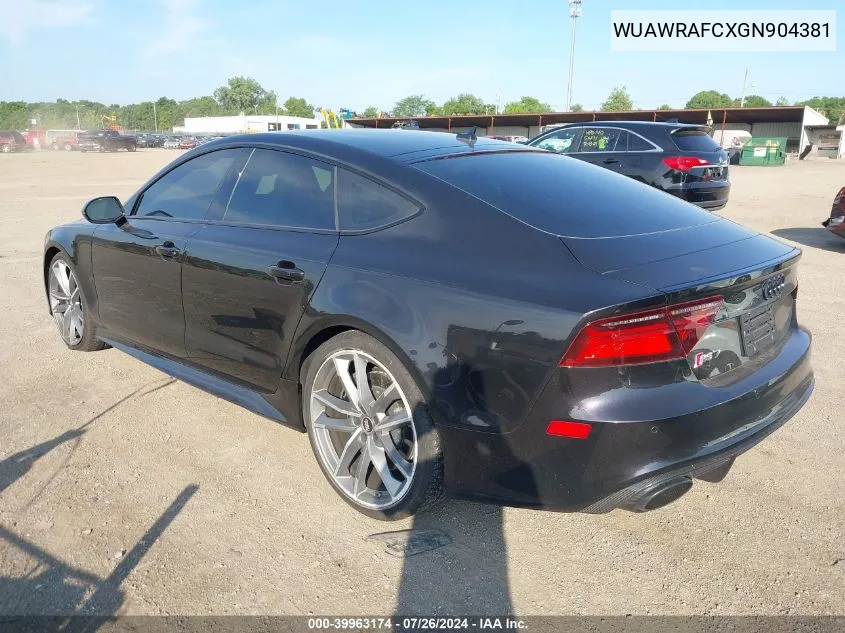 WUAWRAFCXGN904381 2016 Audi Rs 7 4.0T Performance Prestige