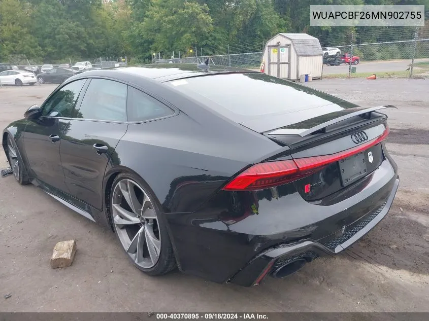 2021 Audi Rs 7 Sportback Tfsi Quattro Tiptronic VIN: WUAPCBF26MN902755 Lot: 40370895