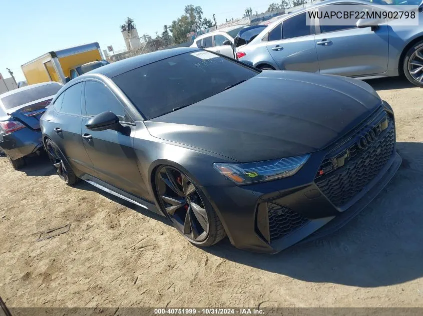 2021 Audi Rs 7 Sportback Tfsi Quattro Tiptronic VIN: WUAPCBF22MN902798 Lot: 40751999