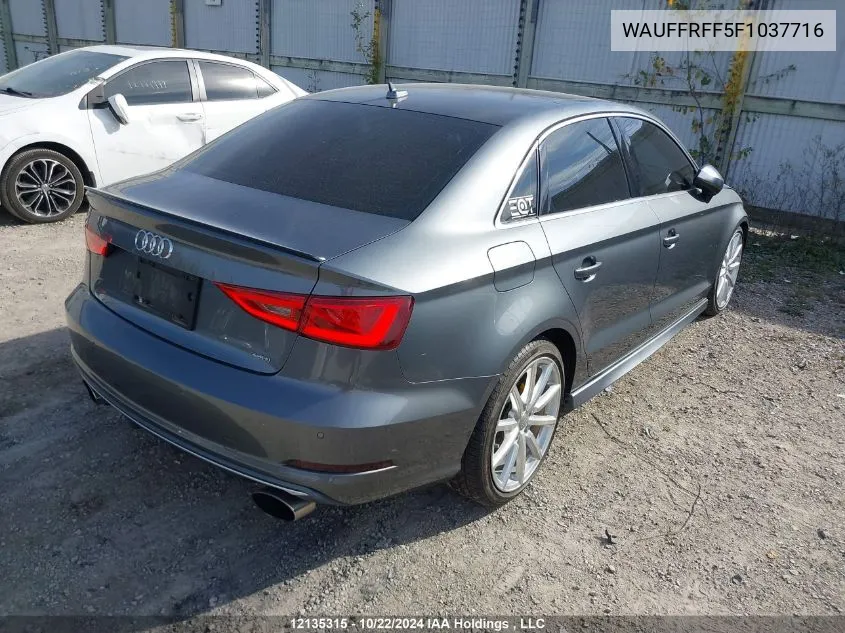 2015 Audi S3/A3 VIN: WAUFFRFF5F1037716 Lot: 12135315