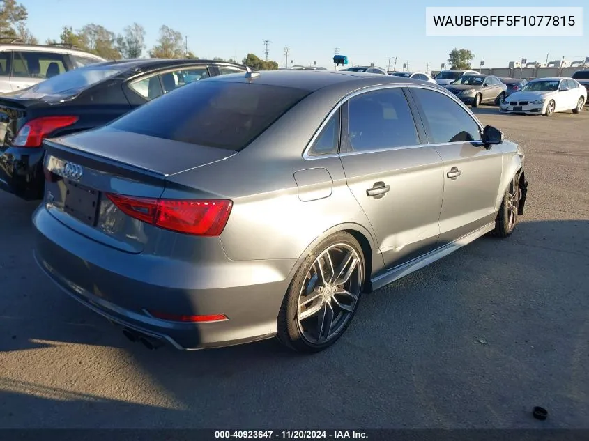 2015 Audi S3 2.0T Premium Plus VIN: WAUBFGFF5F1077815 Lot: 40923647