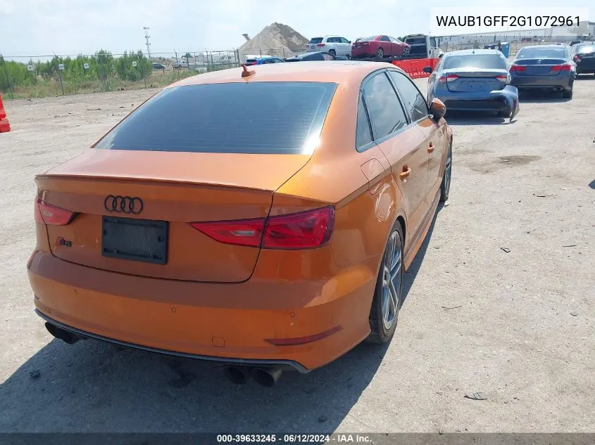 WAUB1GFF2G1072961 2016 Audi S3 2.0T Premium Plus