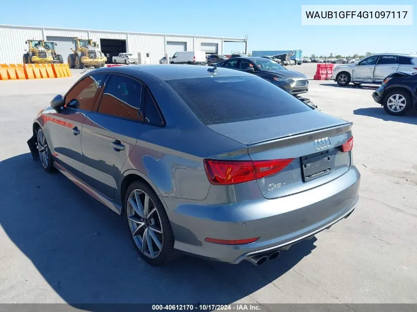 2016 Audi S3 2.0T Premium Plus VIN: WAUB1GFF4G1097117 Lot: 40612170